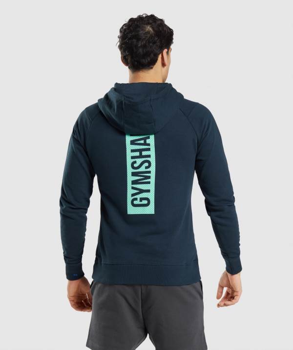 Panske Mikiny S Kapucňou Gymshark Bold Námornícka Modrá | NC0412897